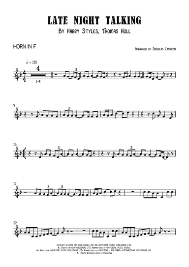 Late Night Talking (arr. Douglas Cameron)