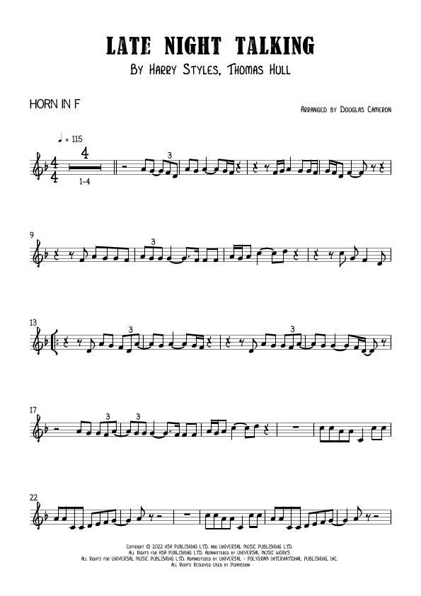 Late Night Talking (arr. Douglas Cameron)