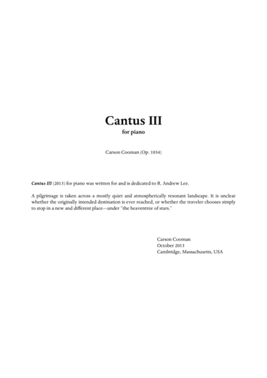 Carson Cooman - Cantus III (2013) for piano