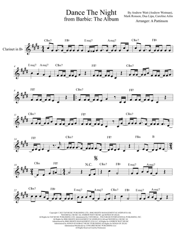 Dance The Night (arr. Andrew Pattinson)