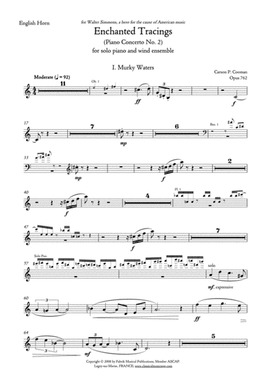 Carson Cooman Enchanted Tracings (Piano Concerto No. 2) (2008) for solo piano and wind ensemble, eng