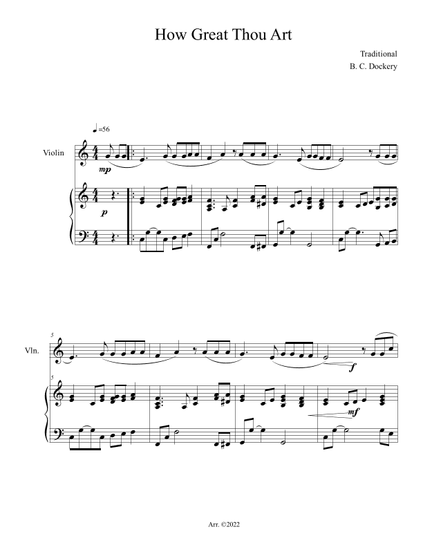How Great Thou Art (Violin Solo with Piano Accompaniment) (arr. B. C. Dockery)