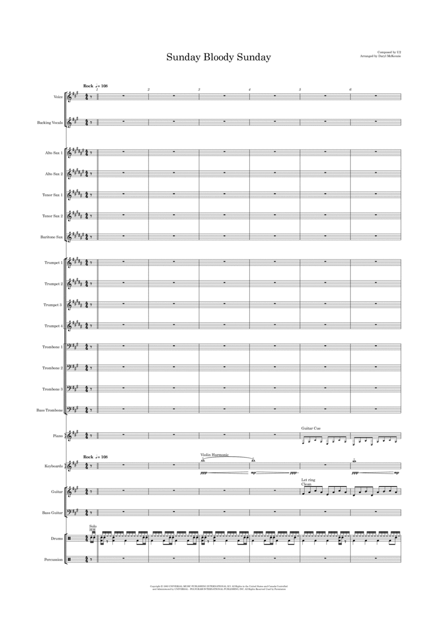 Sunday Bloody Sunday (arr. Daryl McKenzie)
