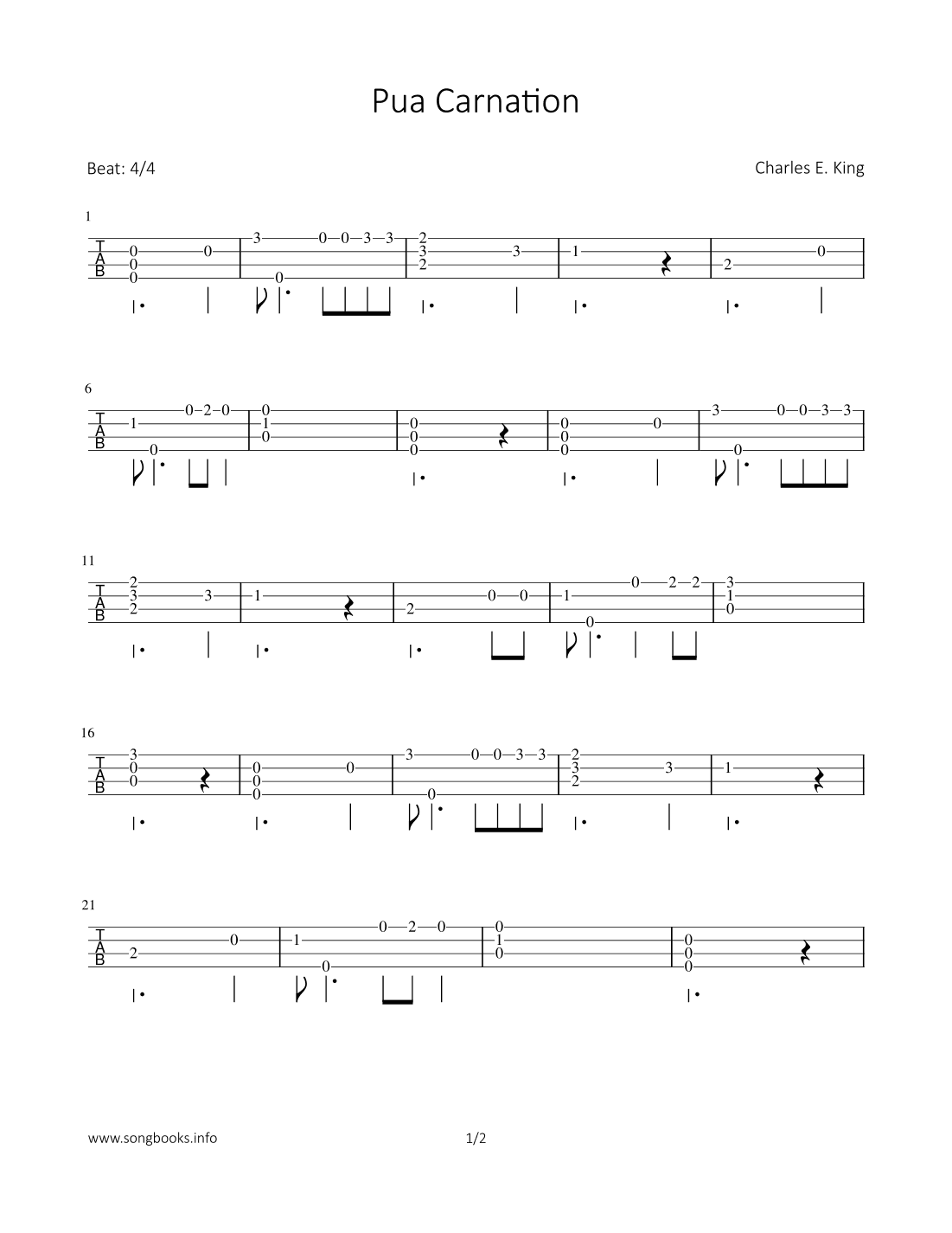 Pua Carnation (arr. Bettina Schipp)