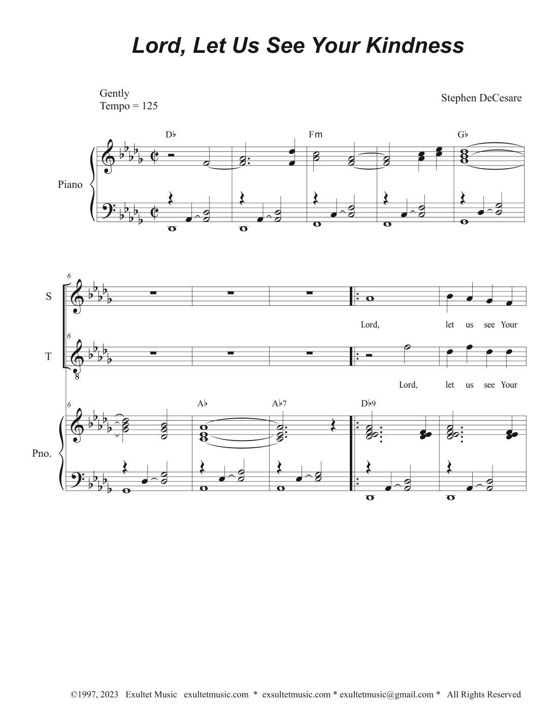 Lord, Let Us See Your Kindness (Duet for Soprano and Tenor solo)