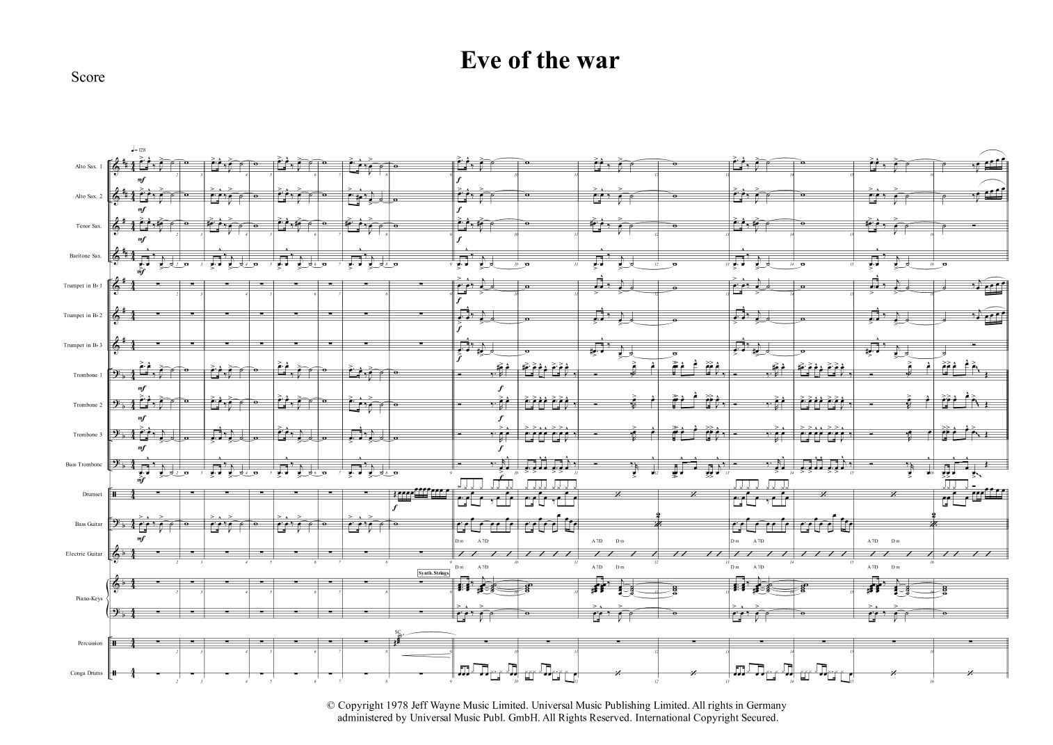 The Eve Of The War (arr. Joop Derks)
