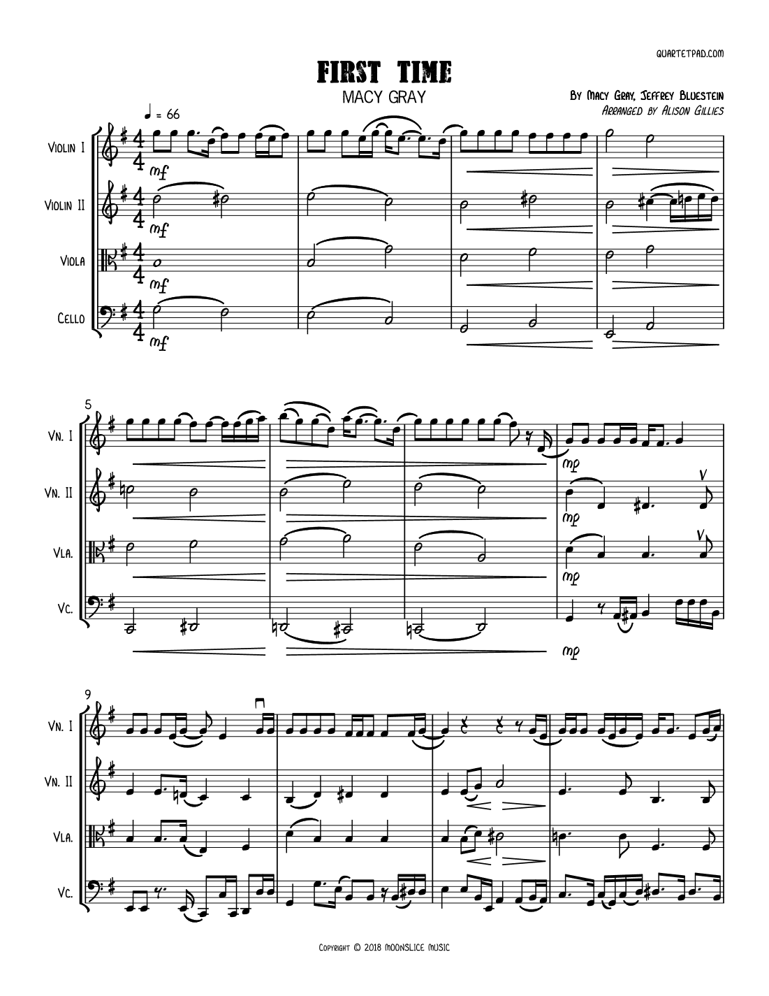 First Time (arr. Alison Gillies)