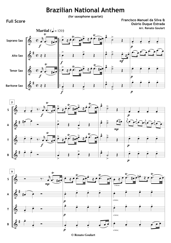 Brazilian National Anthem (arr. Renato Goulart)