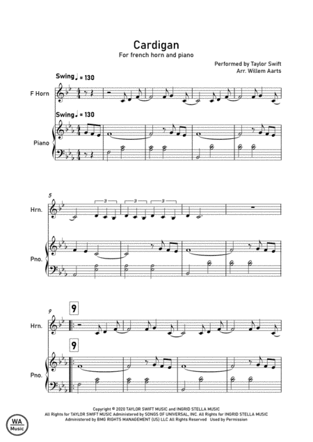 Cardigan (arr. Willem Aarts)