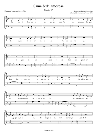 S'una fede amorosa (arr. Early Music Scores)