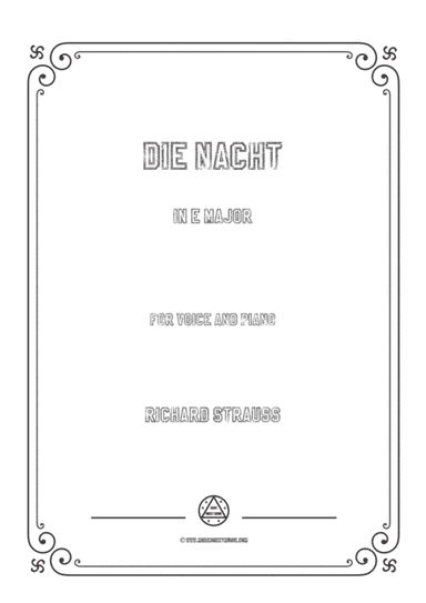 Richard Strauss-Die Nacht in E Major,for Voice and Piano (arr. MSM)