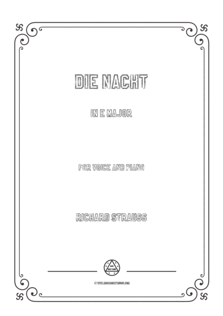 Richard Strauss-Die Nacht in E Major,for Voice and Piano (arr. MSM)