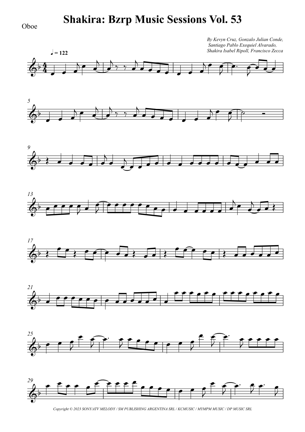 Shakira: Bzrp Music Sessions Vol. 53 (arr. Wesley S. SIlva)