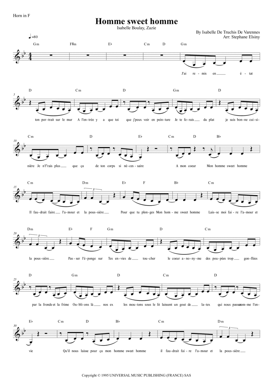 Homme Sweet Homme (arr. Stephane ELSINY)