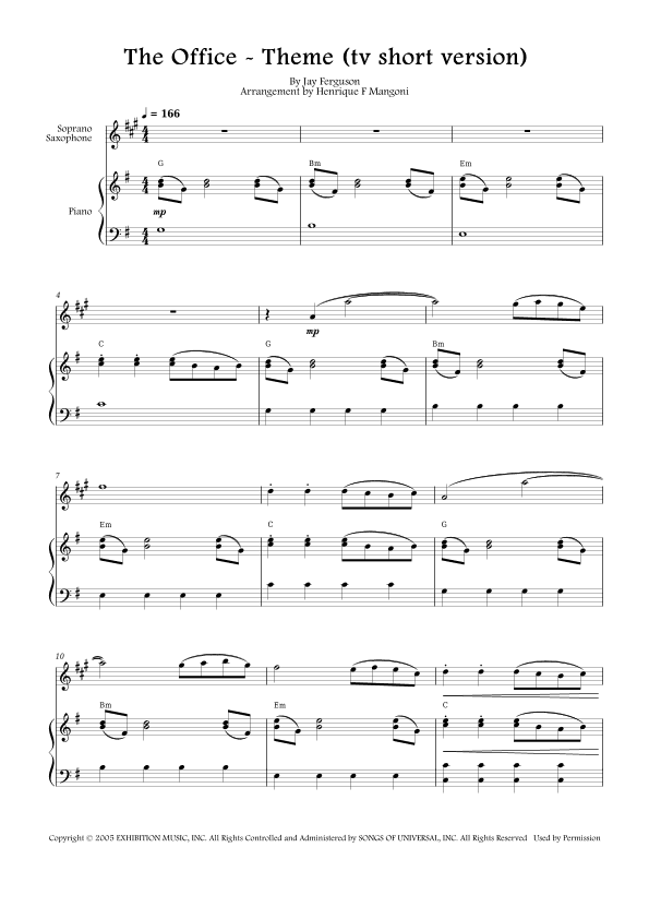 The Office - Theme (arr. Henrique F Mangoni)