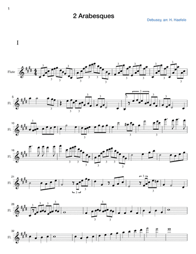 2 Arabesques for Flute solo (arr. Hannah Haefele)