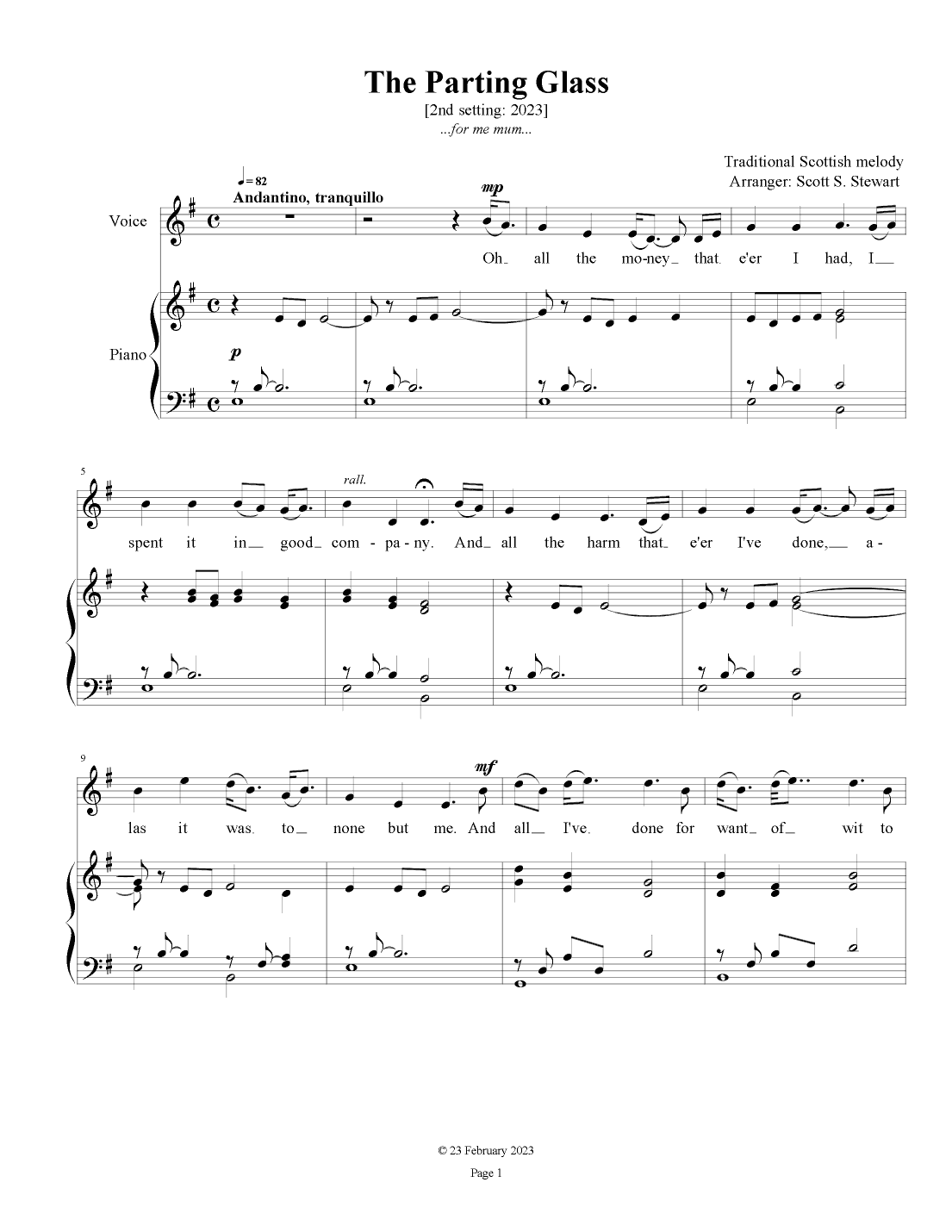 The Parting Glass (A farewell song) (arr. Scott S. Stewart)