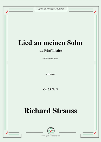 Richard Strauss-Lied an meinen Sohn,in d minor,Op.39 No.5 (arr. OSM Press)