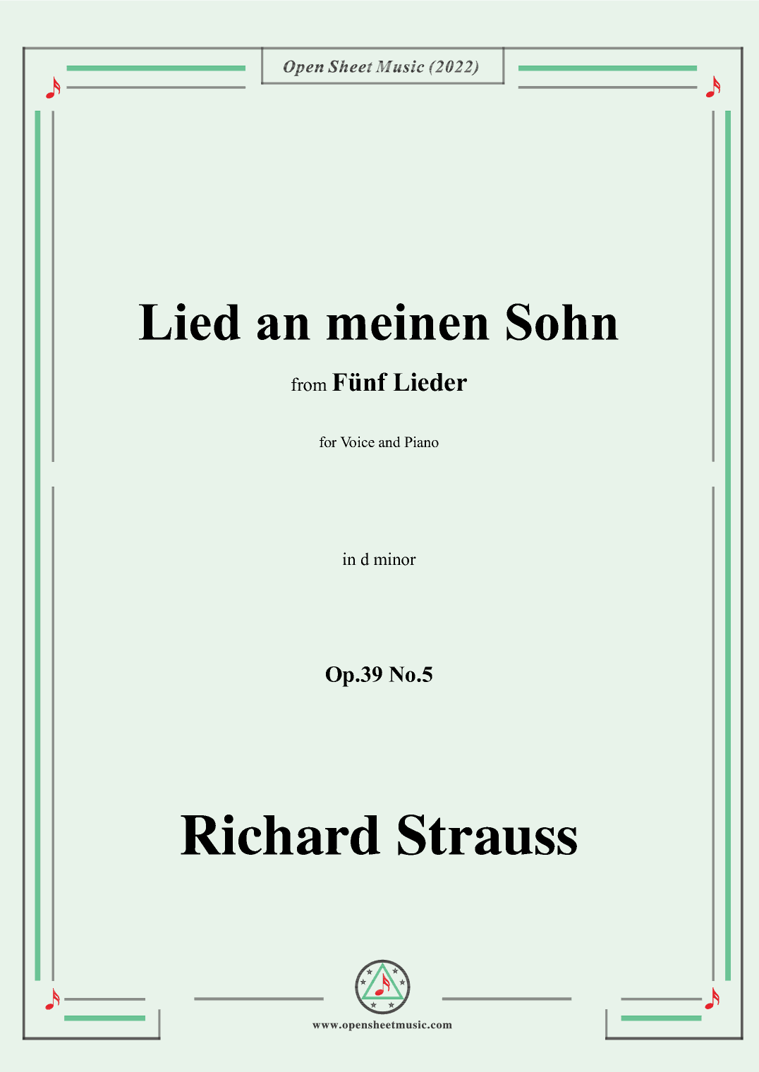 Richard Strauss-Lied an meinen Sohn,in d minor,Op.39 No.5 (arr. OSM Press)