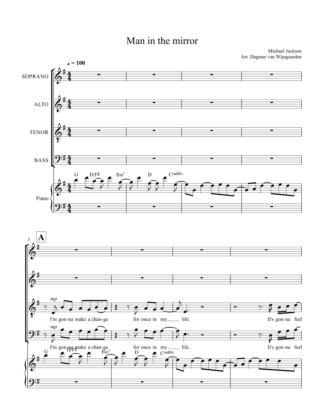 Man In The Mirror (arr. Dagmar van Wijngaarden)