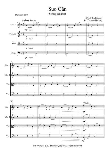 Suo Gân (arr. Thomas Quigley)