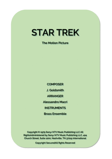 Star Trek(r) The Motion Picture (arr. Alessandro Macrì)