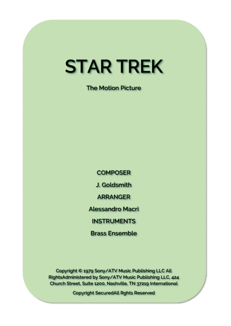 Star Trek(r) The Motion Picture (arr. Alessandro Macrì)