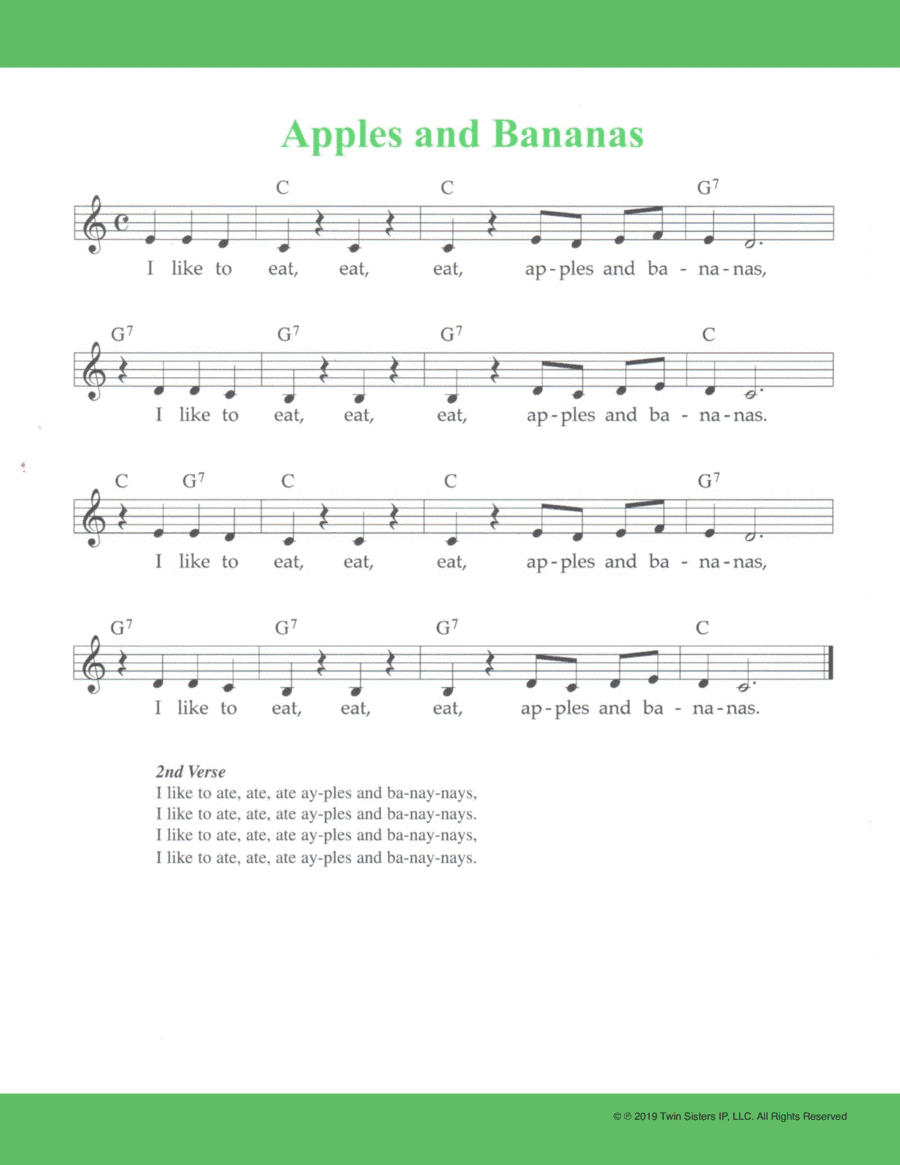 Apples and Bananas (arr. Twin Sisters IP, LLC.)