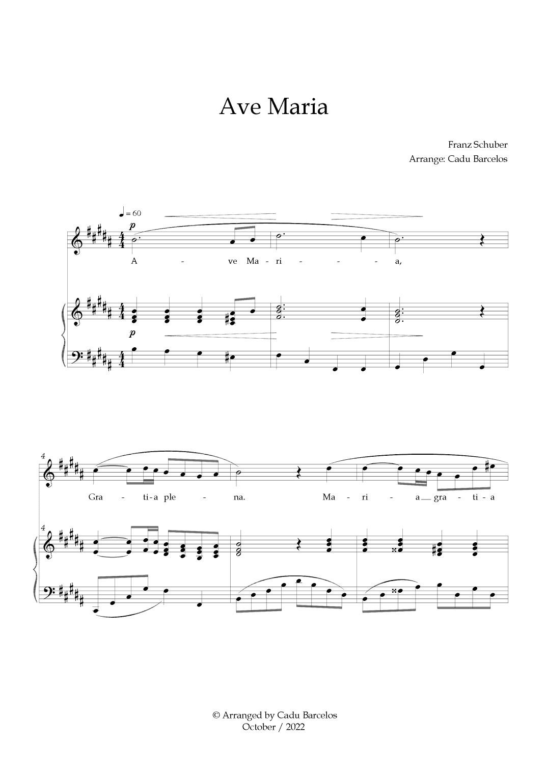 Ave Maria - Schubert B Major (arr. Cadu Barcelos)