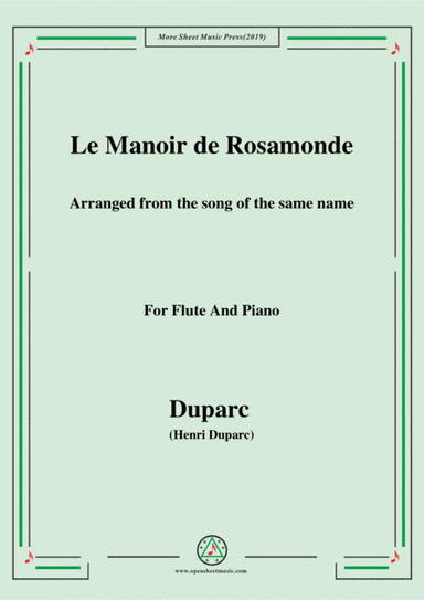 Duparc-Le Manoir de Rosamonde,for Flute and Piano (arr. MSM)