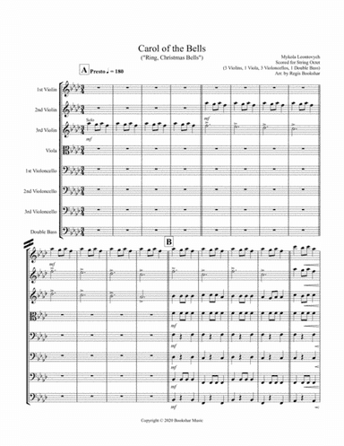 Carol of the Bells (F min) (String Octet - 3 Violin, 1 Viola, 3 Cello, 1 Bass) (arr. Regis Bookshar)