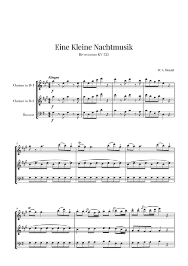 Eine Kleine Nachtmusik for 2 Clarinets and Bassoon (arr. Cadenza Editions)
