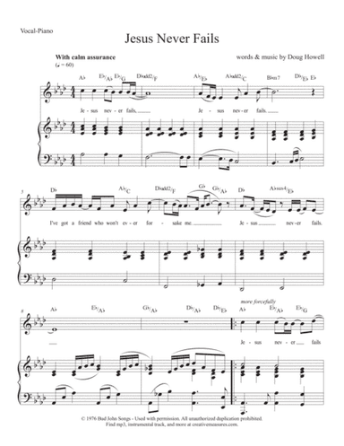 Jesus Never Fails (A-flat)