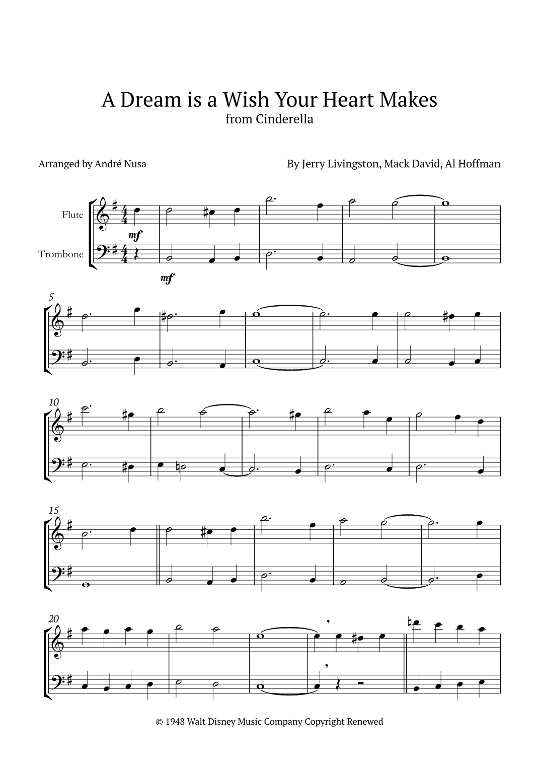 A Dream Is A Wish Your Heart Makes (arr. André Nusa)