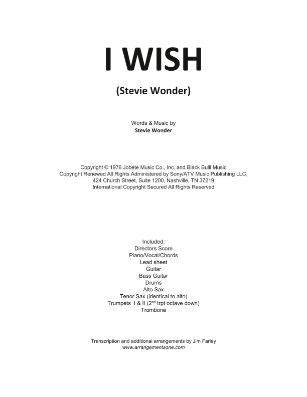 I Wish (arr. Jim Farley - www.arrangementsone.com)