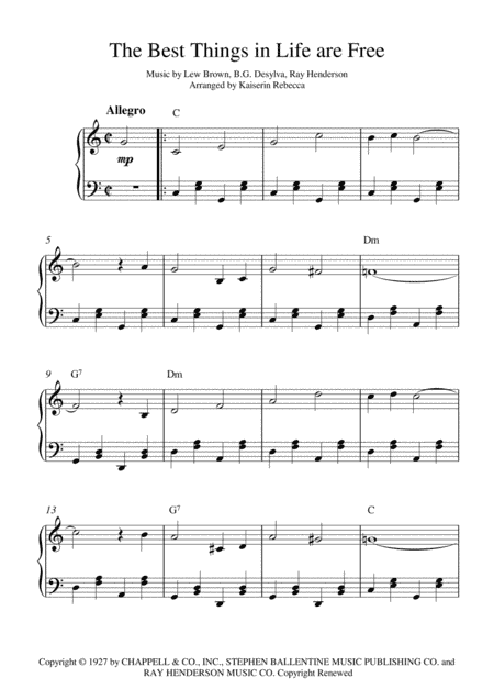 The Best Things In Life Are Free (arr. Kaiserin Rebecca)