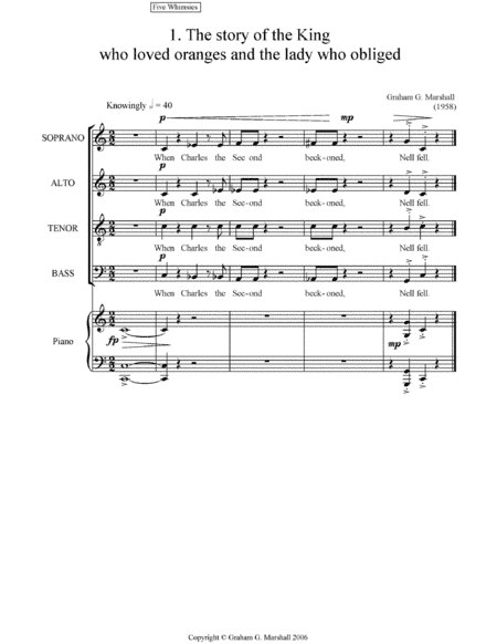 5 whimsies for voices and piano