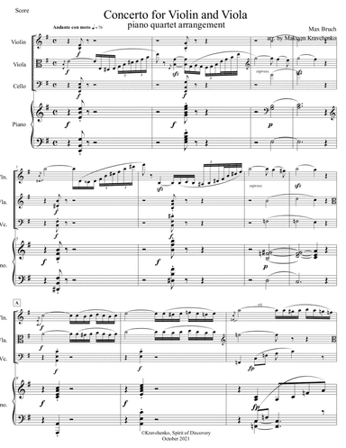 Max Bruch - Double Concerto in E minor, Op.88 arr. for piano quartet (arr. Maksym Kravchenko)