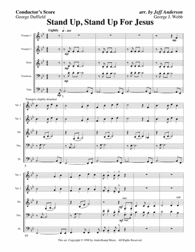 Stand Up, Stand Up for Jesus for Brass Quintet (arr. Jeff D. Anderson)