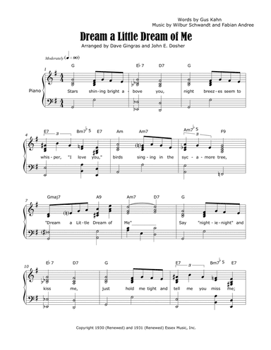 Dream A Little Dream Of Me (arr. Dave Gingras and John E. Dosher)