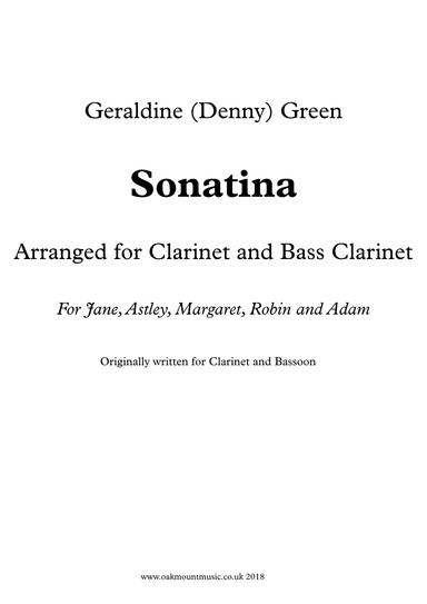 Sonatina For Clarinet And Bass Clarinet (Originally for clarinet and bassoon)