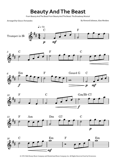 Beauty And The Beast (arr. Glauco Fernandes)