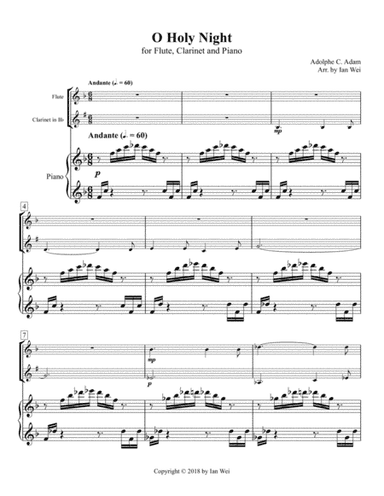 O Holy Night for Flute, Clarinet and Piano (arr. Ian Wei)