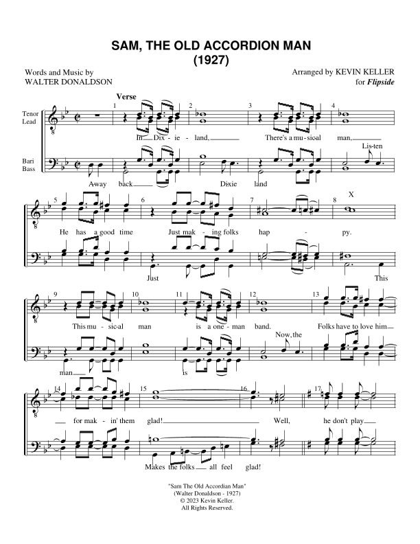 Sam, The Old Accordian Man (arr. Kevin Keller)