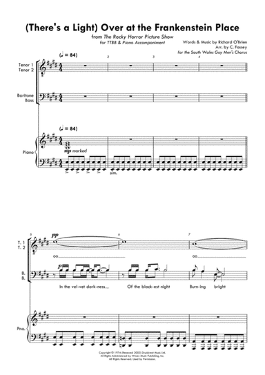 (there's A Light) Over At The Frankenstein Place (arr. Christopher Fossey (for the South Wales Gay Men's Chorus))