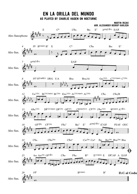 En La Orilla Del Mundo (arr. Alexander Bosrup Karlsen)