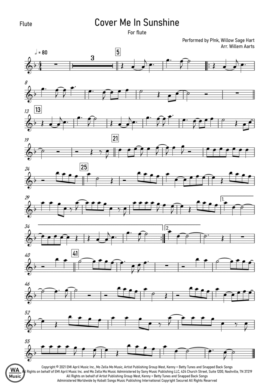 Cover Me In Sunshine (arr. Willem Aarts)