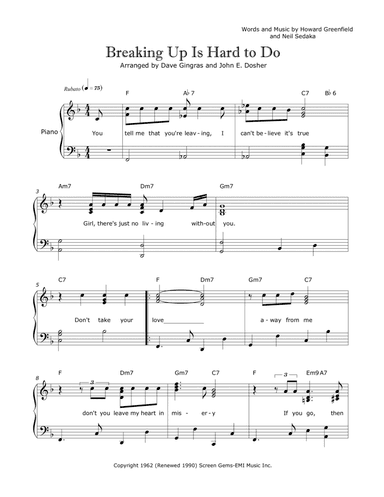 Breaking Up Is Hard To Do (arr. Dave Gingras, John E. Dosher)