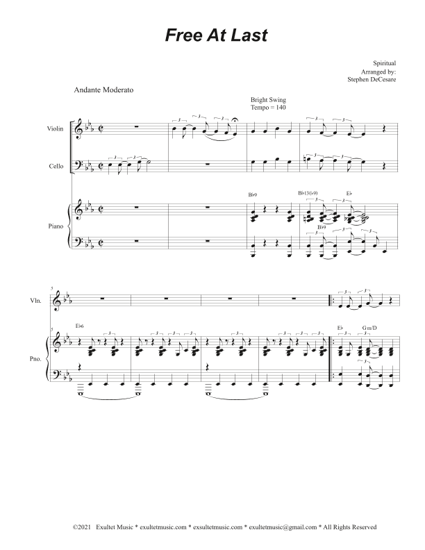 Free At Last (Duet for Violin and Cello) (arr. Stephen DeCesare)