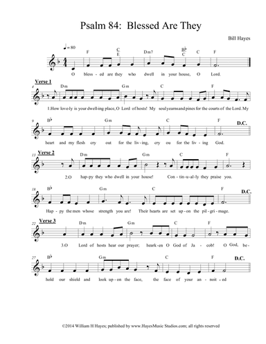 Psalm 84:  Blessed Are They (leadsheet)